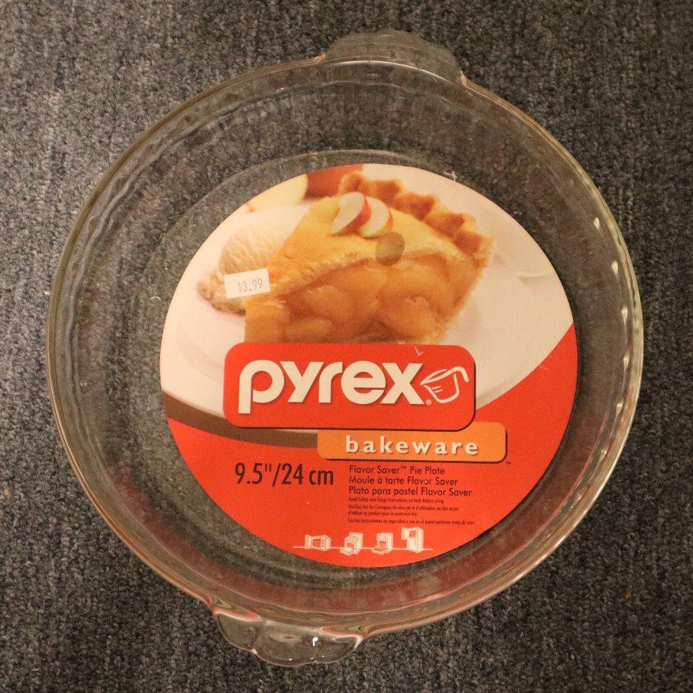 Pyrex # 229 Clear Glass Deep Dish 9.5" x 1 1/2" Scalloped Fluted Edge Pie Plate